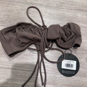 White Fox Brown Ribbed Crop Top